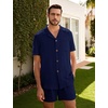 image:imageFlygo Mens 2 Piece Summer Short Sets Beach Vacation Texture OutfitsNavy