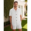 image:imageFlygo Mens 2 Piece Summer Short Sets Beach Vacation Texture OutfitsWhite