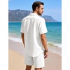 image:imageFlygo Mens 2 Piece Summer Short Sets Beach Vacation Texture OutfitsWhite