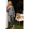 image:imageFlygo Womens Gingham Pajama Sets Y2K Cotton 2 Piece Lounge SetsBlack