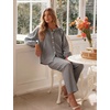 image:imageFlygo Womens Gingham Pajama Sets Y2K Cotton 2 Piece Lounge SetsBlack