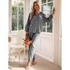 image:imageFlygo Womens Gingham Pajama Sets Y2K Cotton 2 Piece Lounge SetsBlack