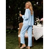 image:imageFlygo Womens Gingham Pajama Sets Y2K Cotton 2 Piece Lounge SetsBlue
