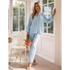 image:imageFlygo Womens Gingham Pajama Sets Y2K Cotton 2 Piece Lounge SetsBlue