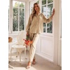 image:imageFlygo Womens Gingham Pajama Sets Y2K Cotton 2 Piece Lounge SetsBrown