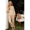image:imageFlygo Womens Gingham Pajama Sets Y2K Cotton 2 Piece Lounge SetsBrown