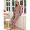 image:imageFlygo Womens Gingham Pajama Sets Y2K Cotton 2 Piece Lounge SetsCoffee