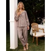 image:imageFlygo Womens Gingham Pajama Sets Y2K Cotton 2 Piece Lounge SetsCoffee