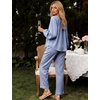 image:imageFlygo Womens Gingham Pajama Sets Y2K Cotton 2 Piece Lounge SetsNavy
