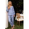 image:imageFlygo Womens Gingham Pajama Sets Y2K Cotton 2 Piece Lounge SetsNavy