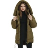image:imageFlygo Womens Hooded Quilted Puffer Jacket MidLength Padded CoatArmygreen