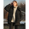 image:imageFlygo Womens Hooded Quilted Puffer Jacket MidLength Padded CoatBlack