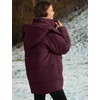image:imageFlygo Womens Hooded Quilted Puffer Jacket MidLength Padded CoatBurgundy