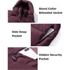 image:imageFlygo Womens Hooded Quilted Puffer Jacket MidLength Padded CoatBurgundy