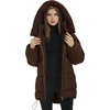 image:imageFlygo Womens Hooded Quilted Puffer Jacket MidLength Padded CoatCoffee