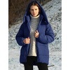 image:imageFlygo Womens Hooded Quilted Puffer Jacket MidLength Padded CoatDarkblue