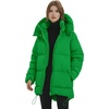 image:imageFlygo Womens Hooded Quilted Puffer Jacket MidLength Padded CoatGreen