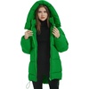 image:imageFlygo Womens Hooded Quilted Puffer Jacket MidLength Padded CoatGreen
