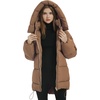 image:imageFlygo Womens Hooded Quilted Puffer Jacket MidLength Padded CoatKhaki