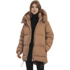image:imageFlygo Womens Hooded Quilted Puffer Jacket MidLength Padded CoatKhaki