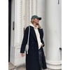 image:imageFlygo Womens Long Notch Lapel Coat Double Breasted Peacoat Fall WinterBlack