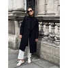 image:imageFlygo Womens Long Notch Lapel Coat Double Breasted Peacoat Fall WinterBlack