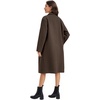 image:imageFlygo Womens Long Notch Lapel Coat Double Breasted Peacoat Fall WinterBrown
