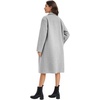 image:imageFlygo Womens Long Notch Lapel Coat Double Breasted Peacoat Fall WinterLight Grey