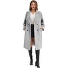image:imageFlygo Womens Long Notch Lapel Coat Double Breasted Peacoat Fall WinterLight Grey