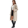 image:imageFlygo Womens Long Notch Lapel Coat Double Breasted Peacoat Fall WinterOatmeal