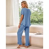 image:imageFlygo Womens Ruffle Pajamas Short Sleeve Lounge Set with PocketsBlue