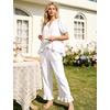 image:imageFlygo Womens Ruffle Pajamas Short Sleeve Lounge Set with PocketsWhite