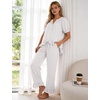 image:imageFlygo Womens Ruffle Pajamas Short Sleeve Lounge Set with PocketsWhite