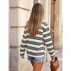 image:imageFlygo Womens Striped Long Sleeve Shirt Crewneck Color Block Pullover TopsGreen