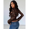 image:imageLace Long Sleeve Sexy Tops for Women Slim Going Out Crop TopBrown