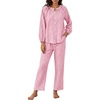 image:imageFlygo Womens Gingham Pajama Sets Y2K Cotton 2 Piece Lounge SetsPink