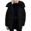 image:imageFlygo Womens Hooded Quilted Puffer Jacket MidLength Padded CoatBlack