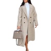 image:imageFlygo Womens Long Notch Lapel Coat Double Breasted Peacoat Fall WinterOatmeal