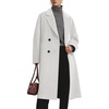 image:imageFlygo Womens Long Notch Lapel Coat Double Breasted Peacoat Fall WinterOffwhite