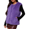 image:imageFlygo Womens Sleeveless Fluffy Faux Fur Vest Open Front Fall WinterDeeppurple