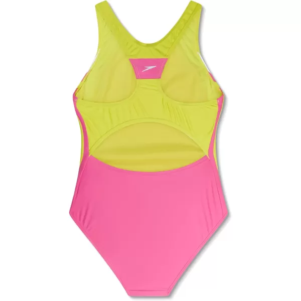 Speedo Girls Swimsuit One Piece Infinity Splice Thick StrapFlare Pink