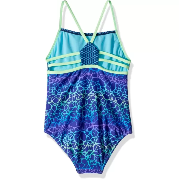 Speedo Girls Swimsuit One Piece Thin StrapsBlue HarmonyLime
