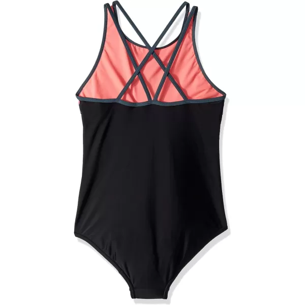 Speedo Girls Swimsuit One Piece Thin StrapsPinkBlack