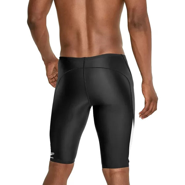 Speedo Mens Standard Swimsuit Jammer Endurance Splice Team ColorsBlackBlackWhite