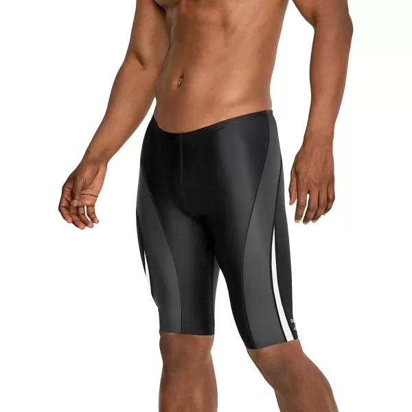 Speedo Mens Standard Swimsuit Jammer Endurance Splice Team ColorsBlackCharcoalWhite