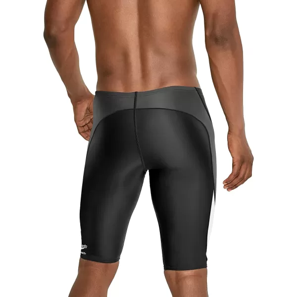 Speedo Mens Standard Swimsuit Jammer Endurance Splice Team ColorsBlackCharcoalWhite