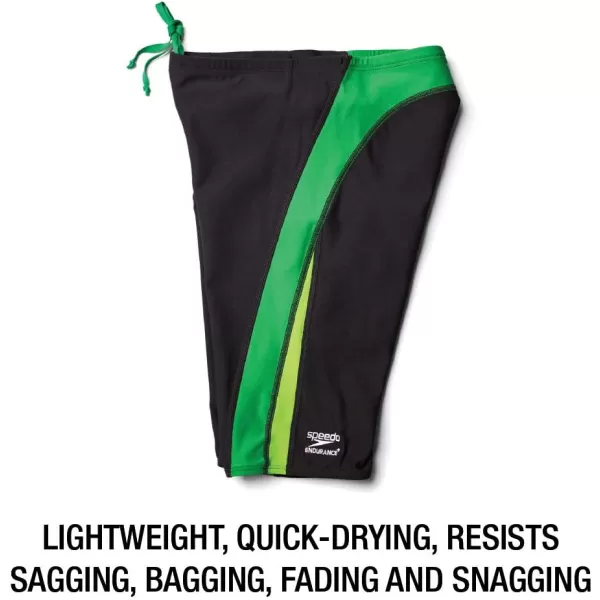 Speedo Mens Standard Swimsuit Jammer Endurance Splice Team ColorsBlackGreen Splice