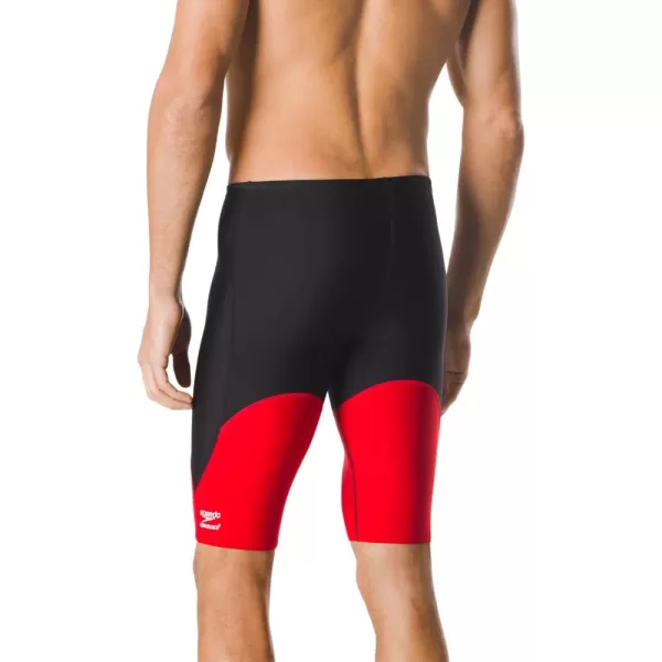 Speedo Mens Standard Swimsuit Jammer Endurance Splice Team ColorsBlackRed Spark