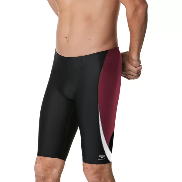 Speedo Mens Standard Swimsuit Jammer Endurance Splice Team ColorsEdge BlackMaroon