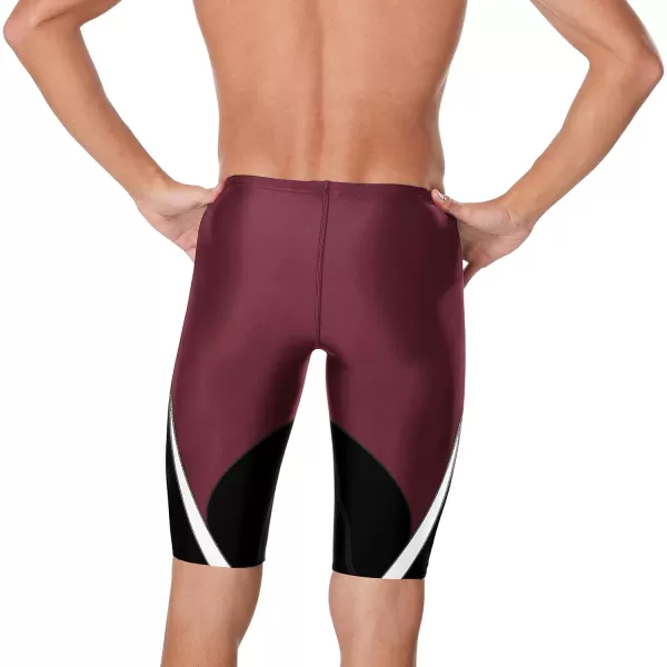 Speedo Mens Standard Swimsuit Jammer Endurance Splice Team ColorsEdge BlackMaroon